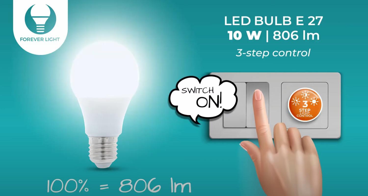 2-Pack LED-Lampa E27 10W 3-stegs Dimmer 3000K A60 - Sunnerbergteknik